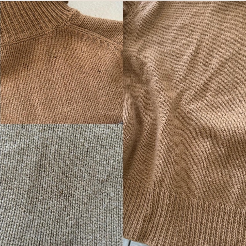 Vintage Cashmere Wool ribbed turtleneck sweater Tan Small. - Picture 6 of 8